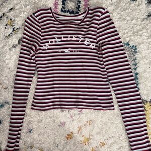 Hollister ribbed cropped stripped tee